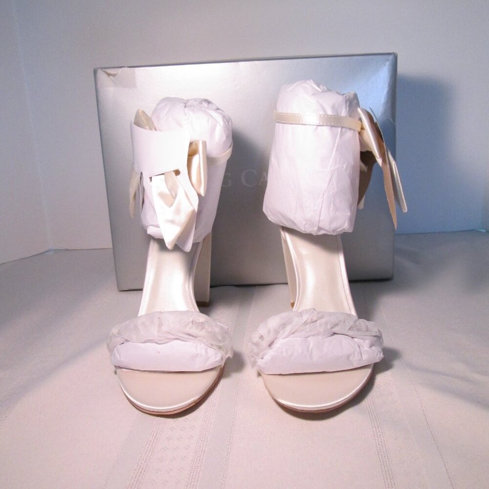 Oleg Cassini Ankle Bow Crystal Strap Heeled Melania Sandals Sz 9 NWT - Picture 6 of 12